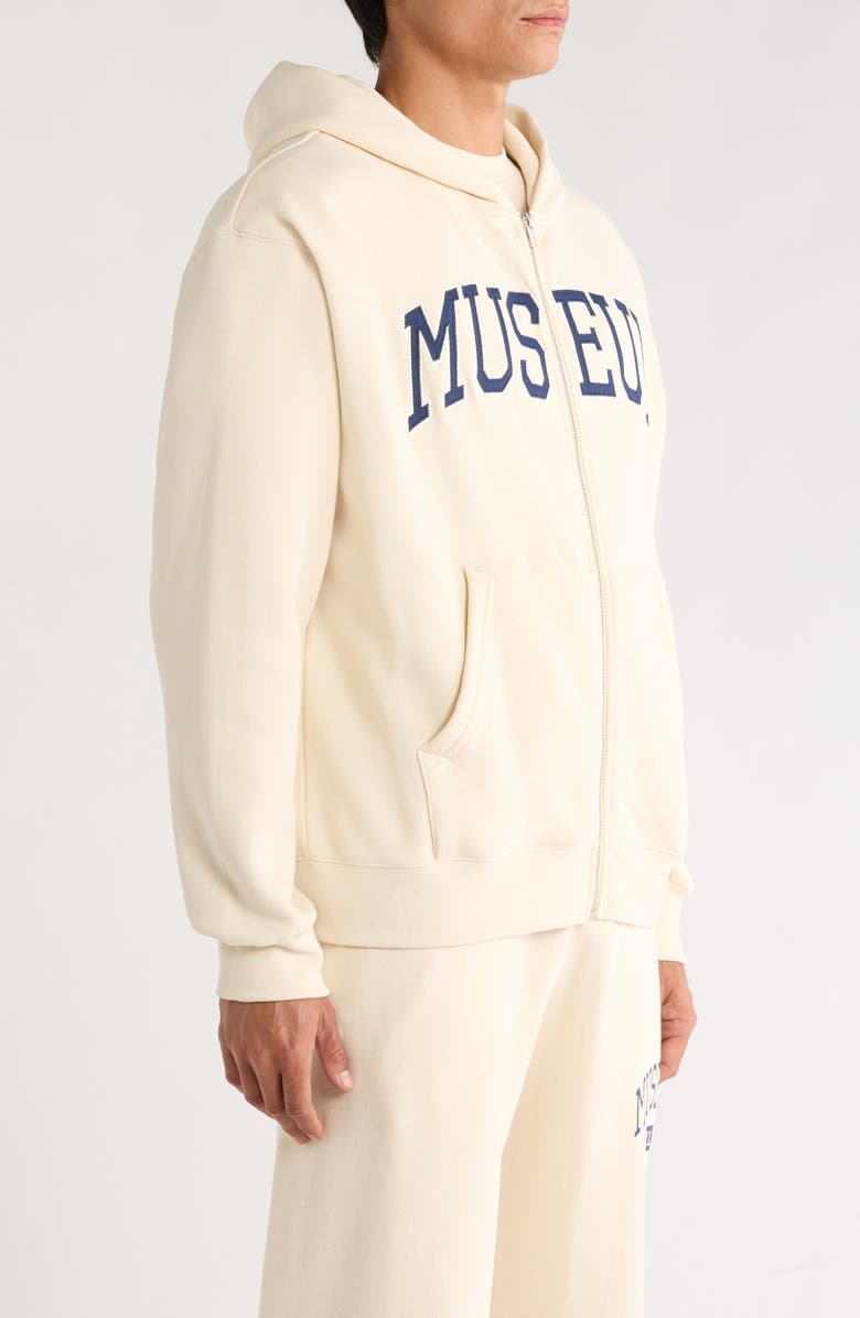 Museum of Peace & Quiet XXL Logo Appliqué Zip Hoodie, Alternate, color, Bone