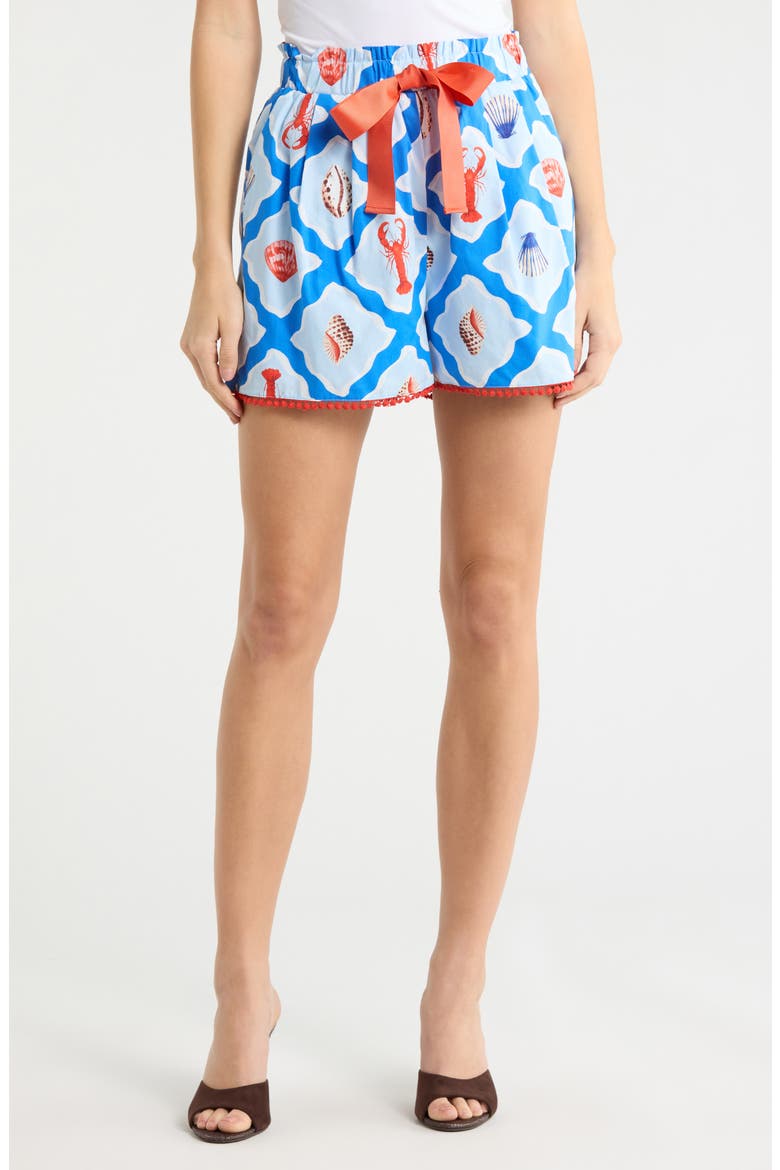 Lobster Bay Melia High Waist Shorts, Main, color, WHITE BLUE-MULTI