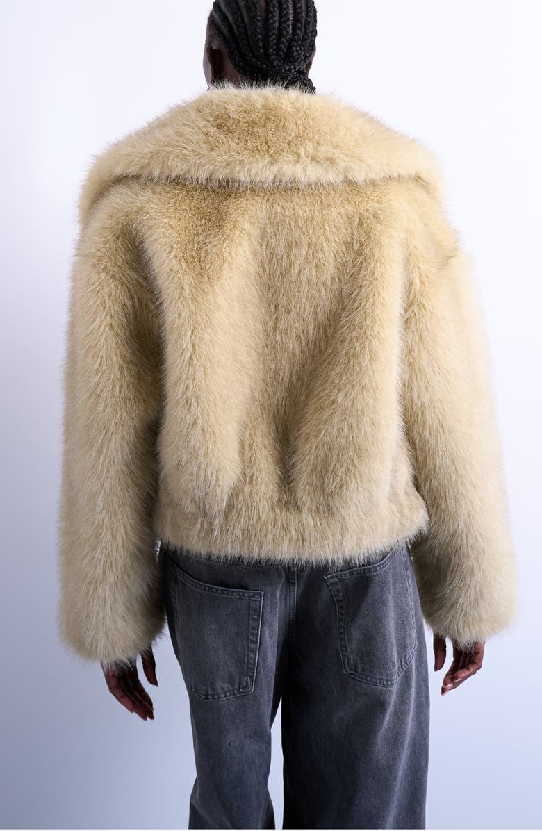 Topshop Faux Fur Bomber Jacket, Alternate, color, Buttermilk