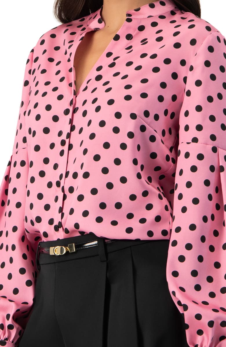 IVONNE Long Sleeve Polka Dot Blouse, Alternate, color,