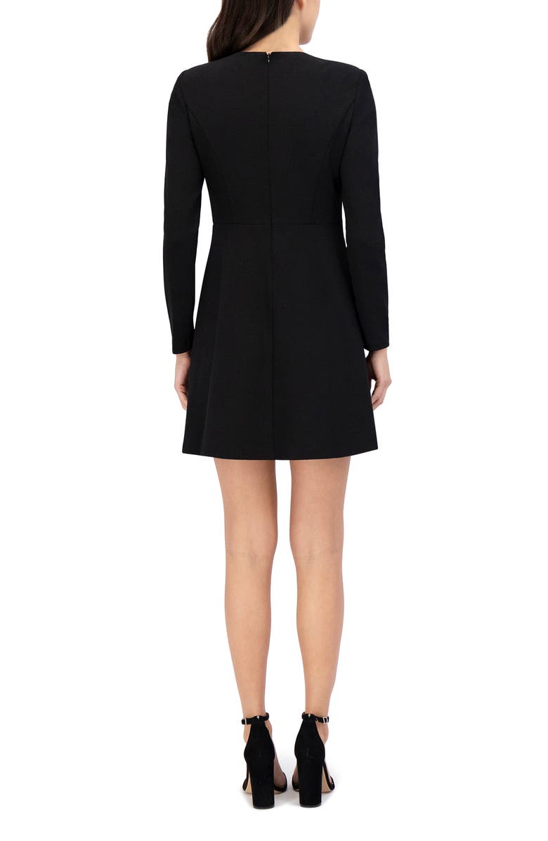 Eliza J Bow Long Sleeve Cocktail Minidress, Alternate, color, Black