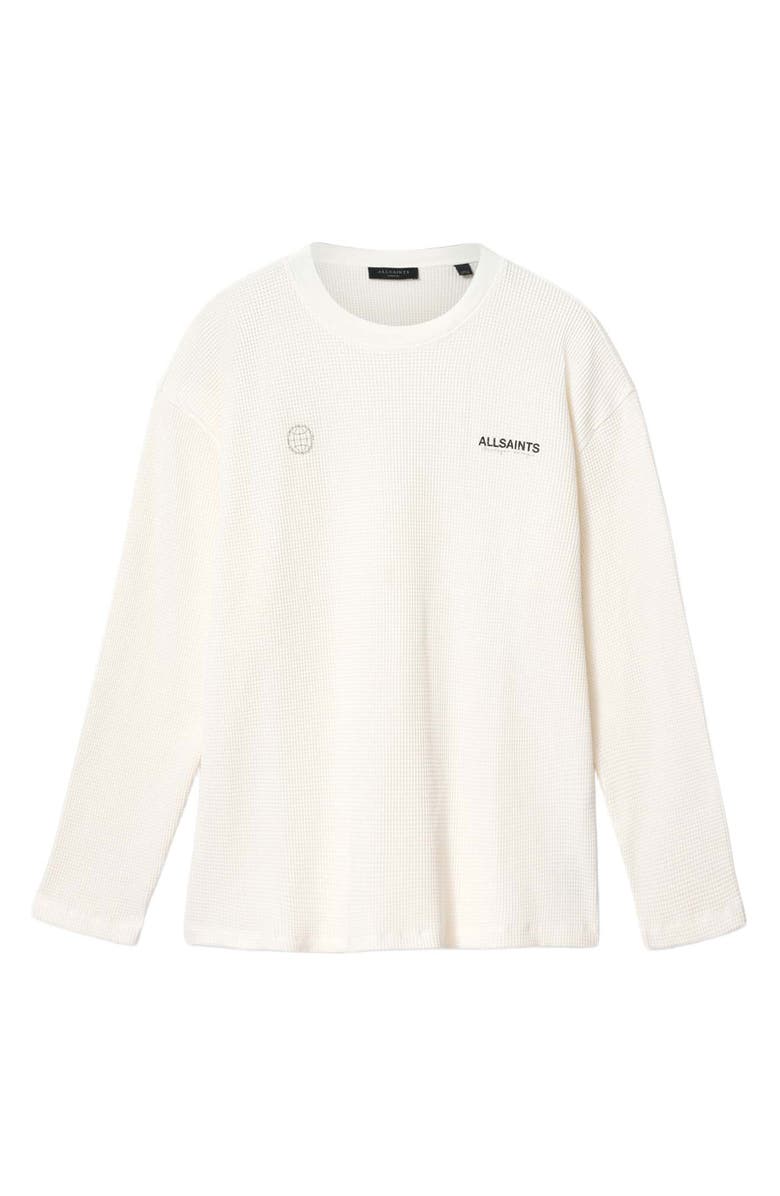 AllSaints Emblem Logo Waffle Stitch Graphic Sweatshirt, Alternate, color, Cottage White