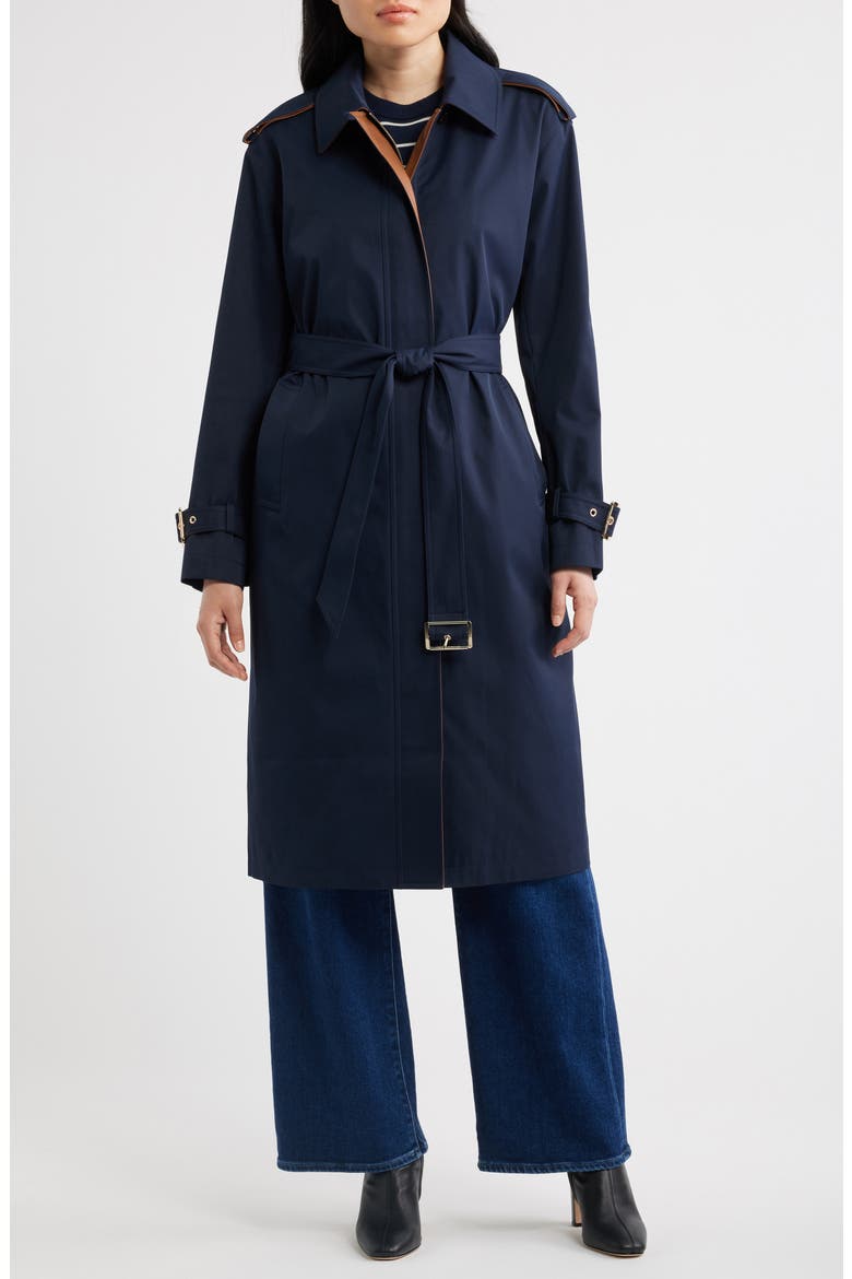 Belted Trench Coat, Main, color, MIDNIGHT