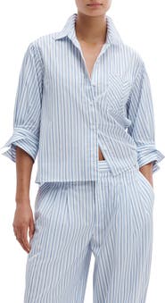 rag & bone Lucia Stripe Cotton Poplin Button-Up Shirt