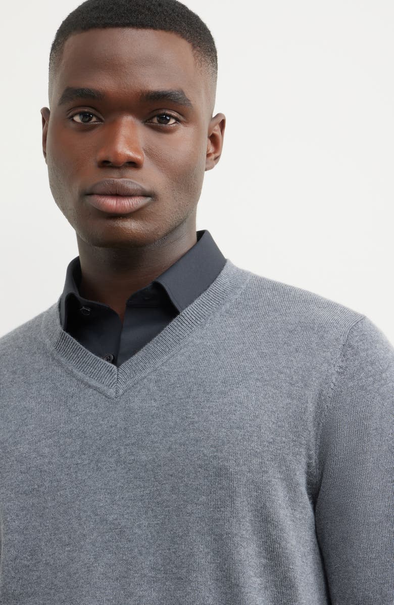 Nordstrom Merino Wool V-Neck Sweater, Alternate, color, Grey Turbulence Heather