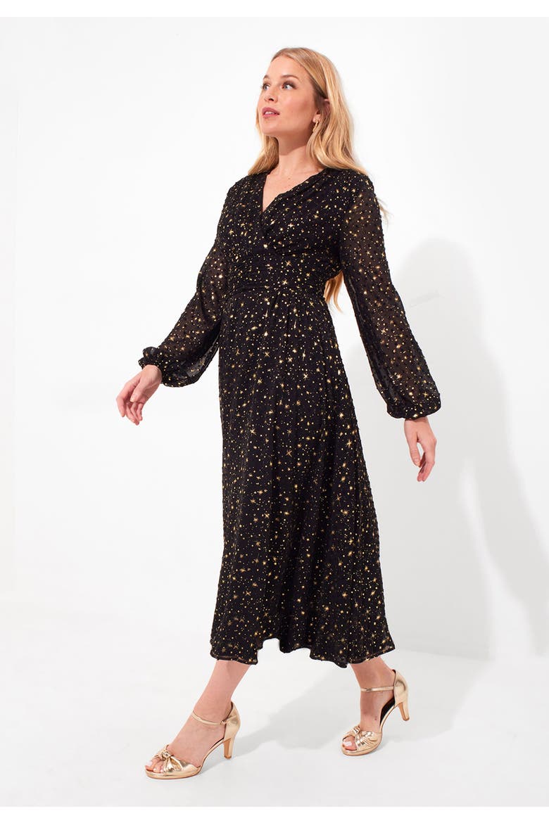 Starry Georgette Midi Dress, Main, color, STARRY NIGHT