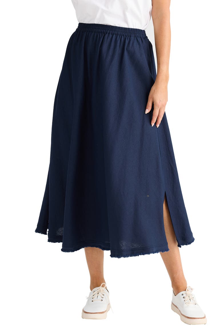 Oakley Linen Blend Skirt, Main, color, NAVY