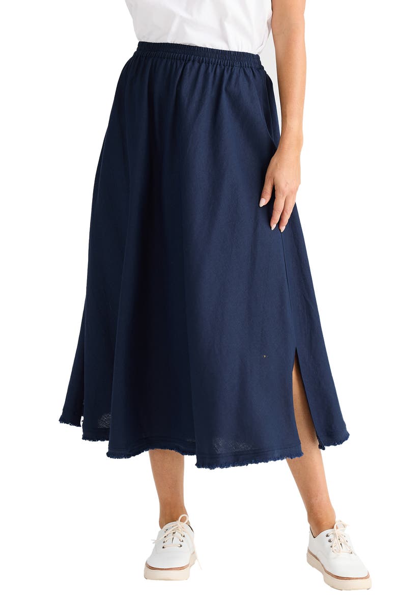 Brave+True Oakley Linen Blend Skirt, Main, color, Navy