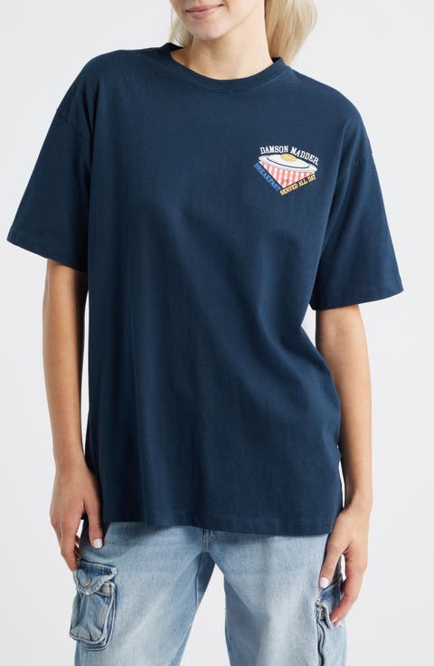 All Day Breakfast Oversize Organic Cotton Graphic T-Shirt