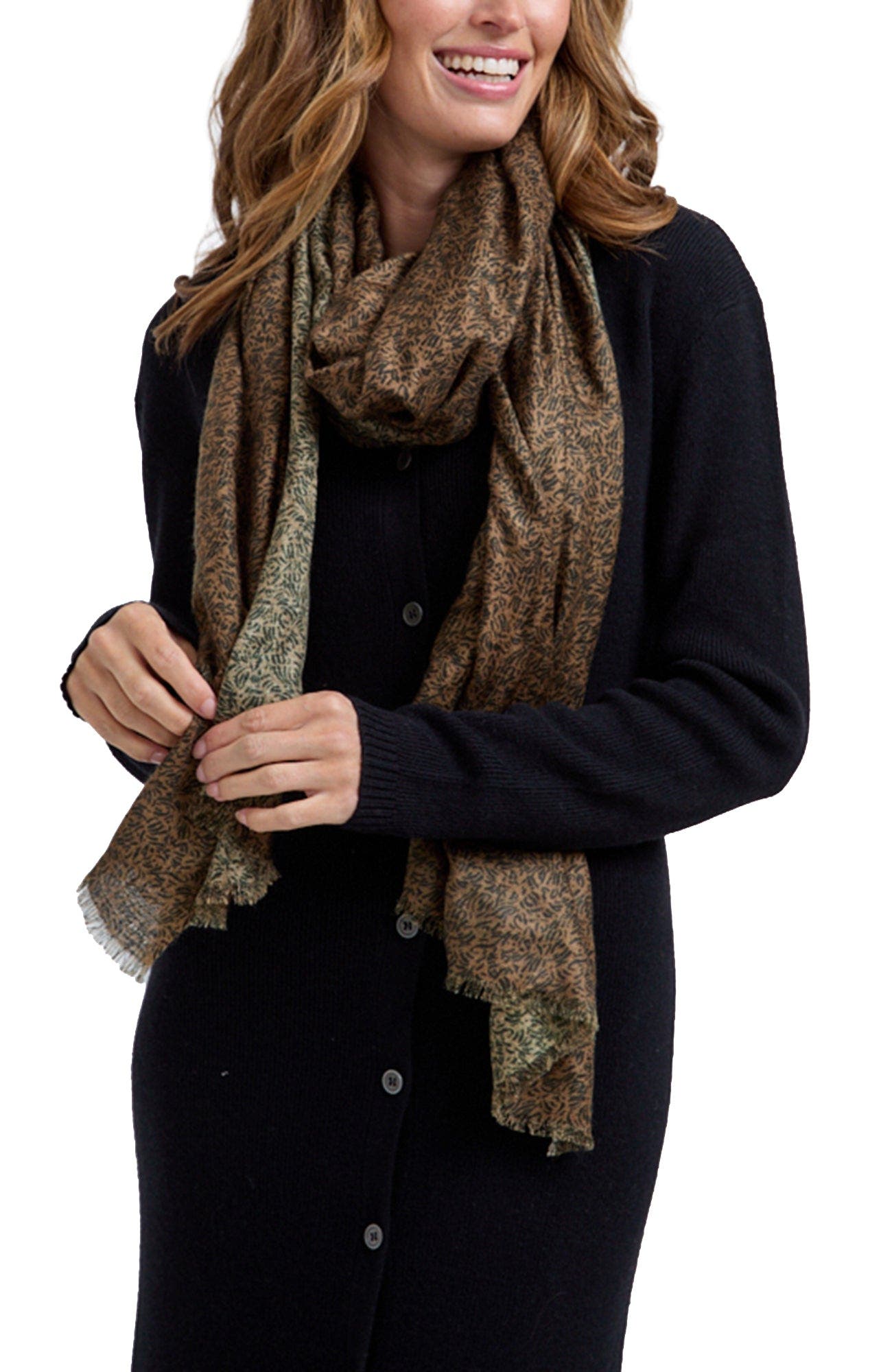 Lily And Lionel London Sasha Floral Printed Scarf In Brown