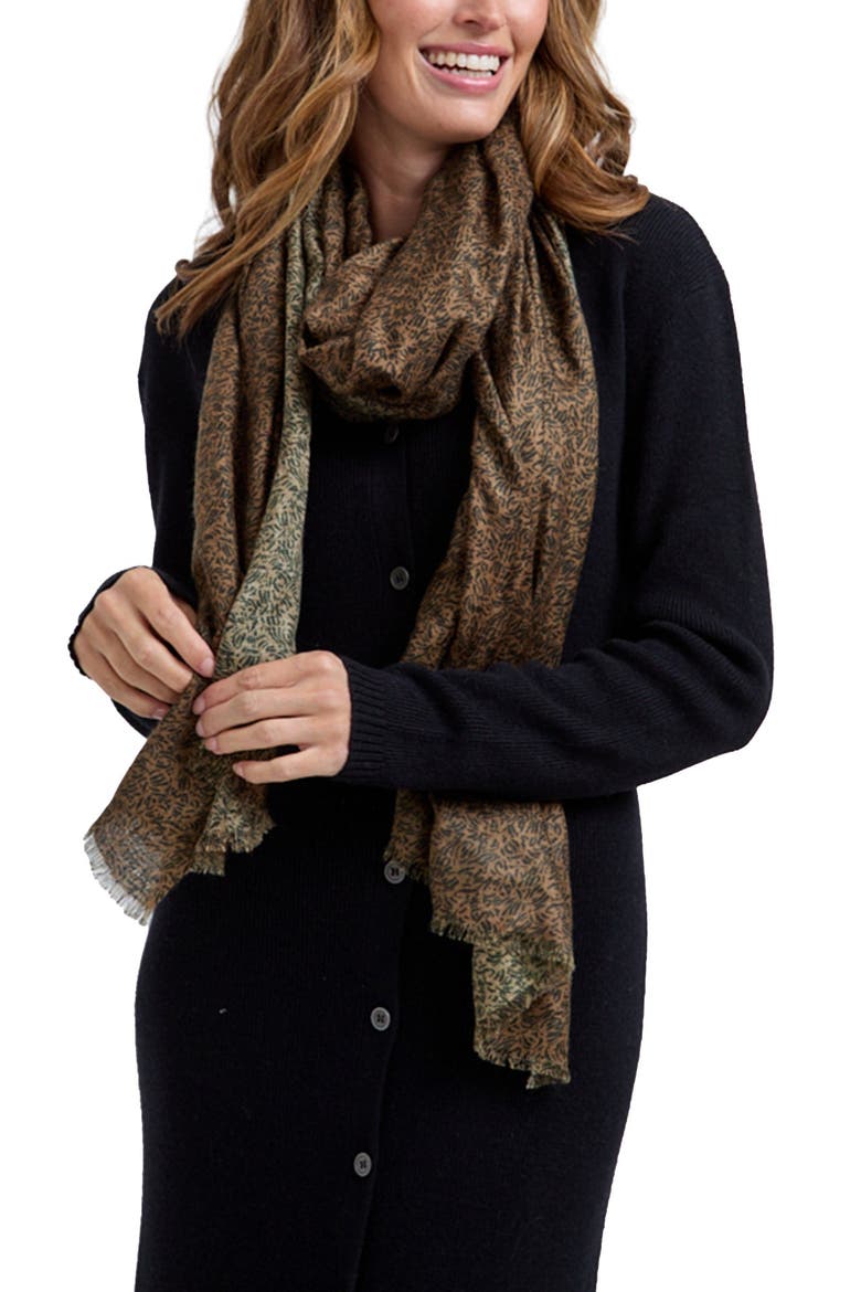 Sasha Floral Printed Scarf, Main, color, Brown