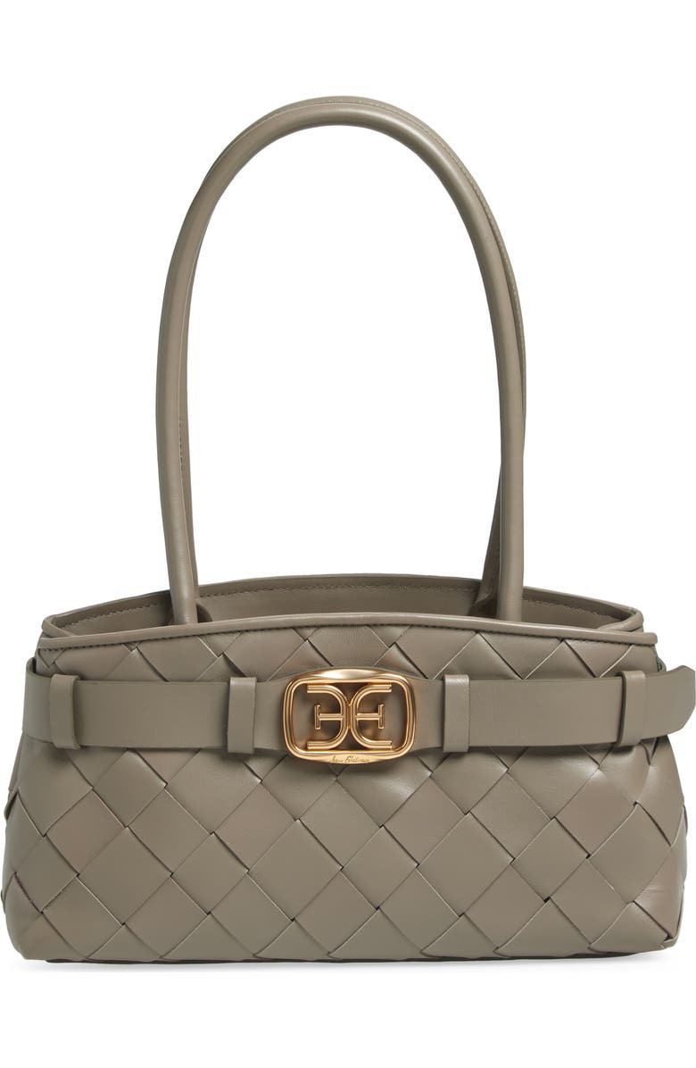 Sam Edelman Cleo Woven Leather Shoulder Bag, Main, color, Taupe