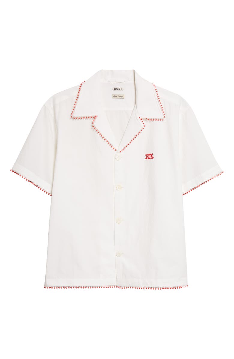Bode Rebud Cotton Voile Camp Shirt, Main, color, White