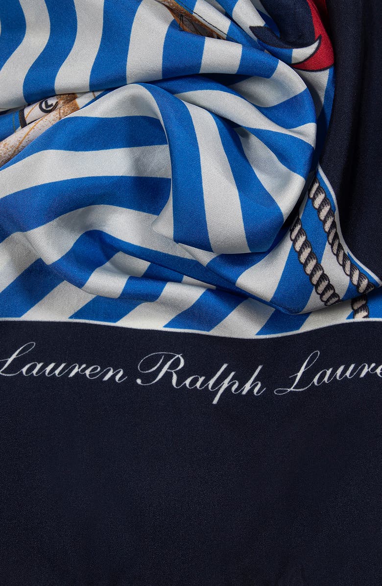 Polo Ralph Lauren Stripe Nautical Flag Silk Square Scarf, Alternate, color, 