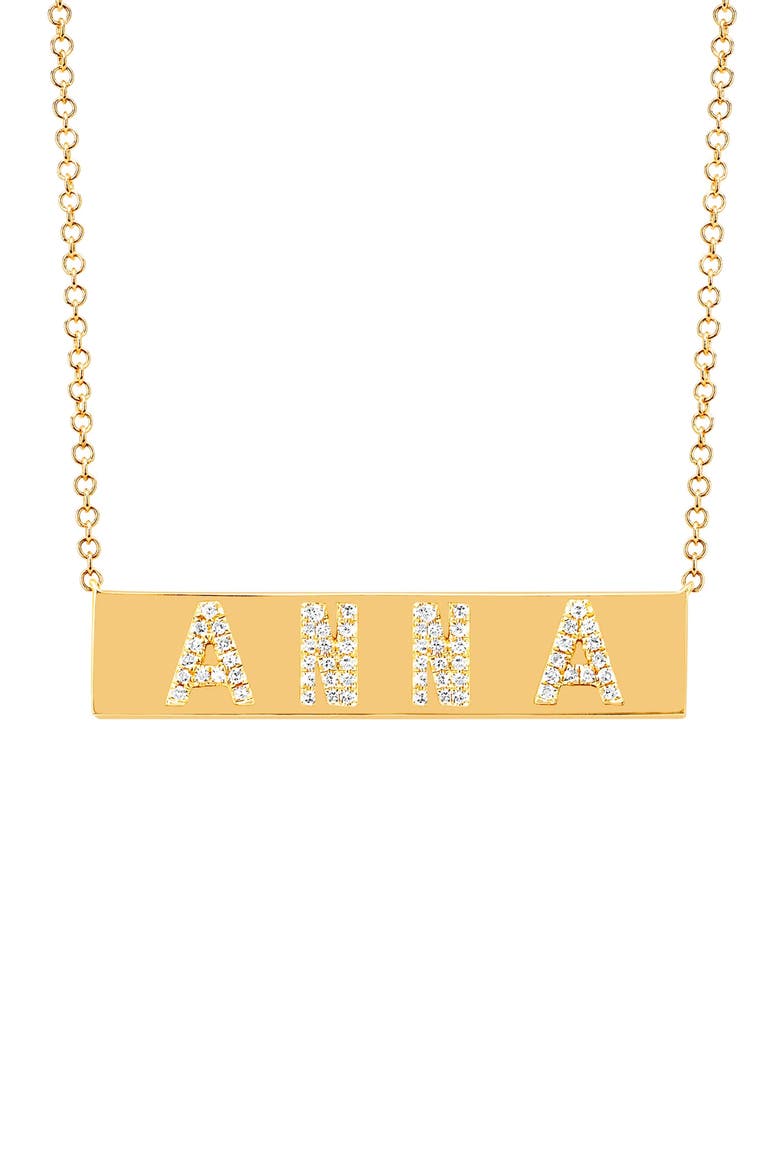 4 Letter Diamond Nameplate Customizable Pendant Necklace, Main, color, 14K YELLOW GOLD