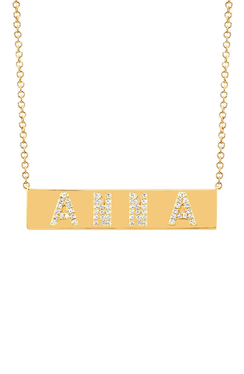 EF Collection 4 Letter Diamond Nameplate Customizable Pendant Necklace, Main, color, 14K Yellow Gold
