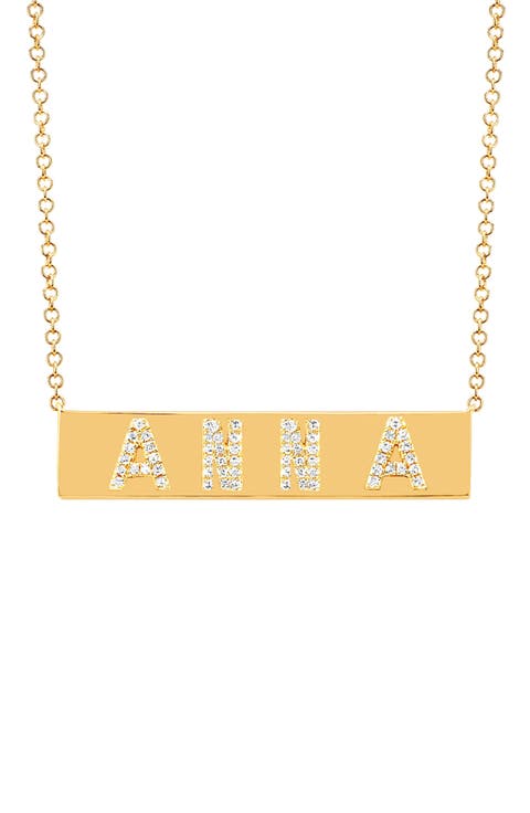 4 Letter Diamond Nameplate Customizable Pendant Necklace