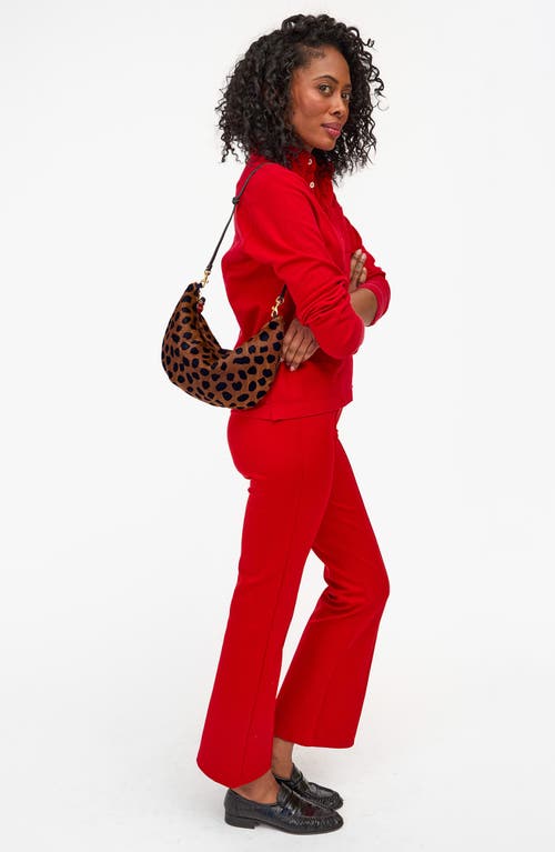 Clare V . Lune Denim Suede Shoulder Bag In Animal Print