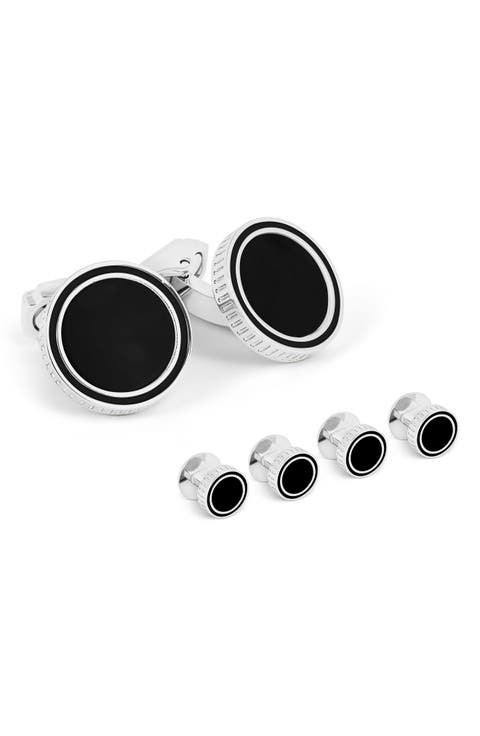 Thompson Tambor Onyx Cuff Link & Stud Set