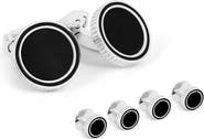 Thompson of London Thompson Tambor Onyx Cuff Link & Stud Set