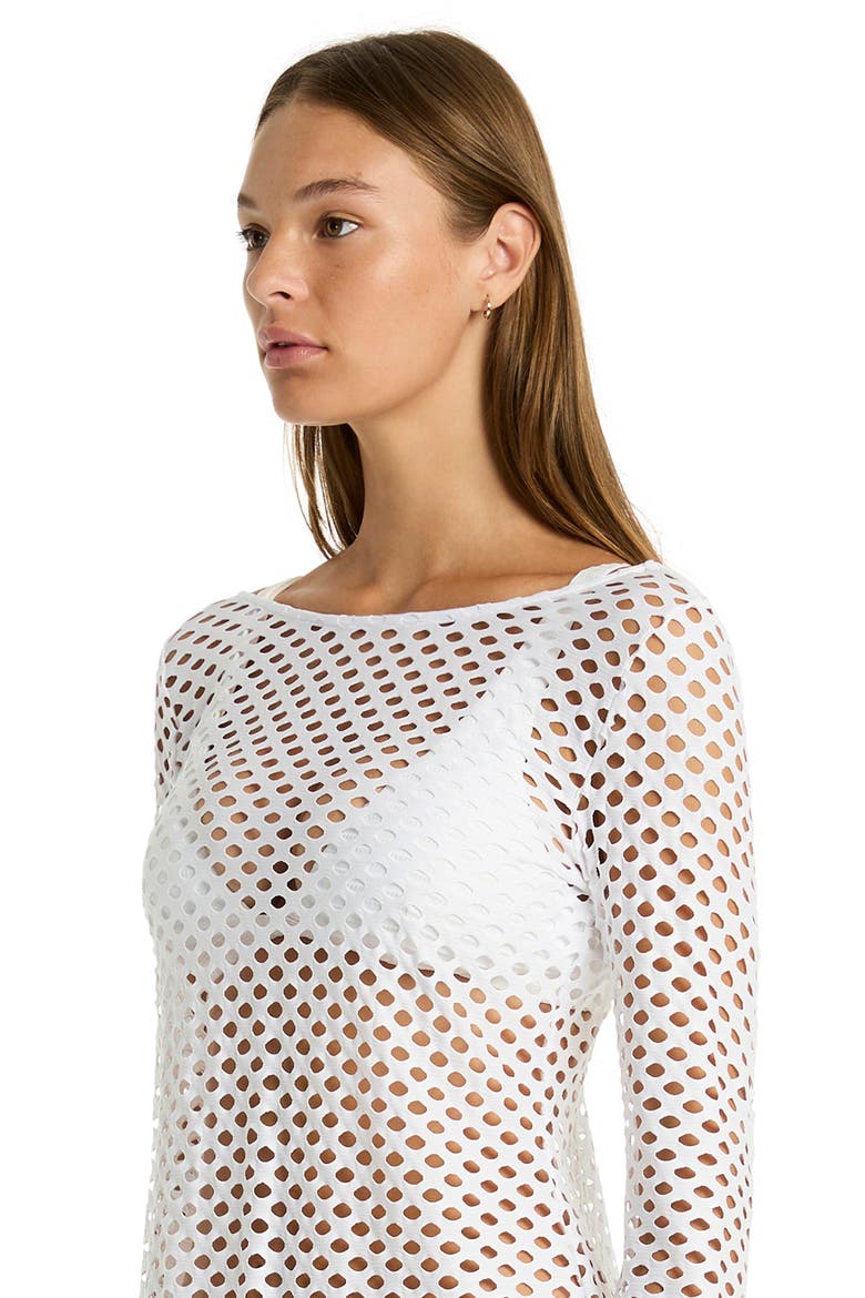 Castaway Reversible Mesh Cover-Up Dress, Alternate, color, WHITE