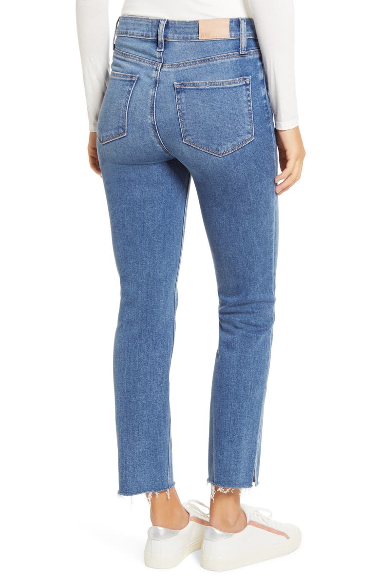 PAIGE Cindy Split Raw Hem Straight Leg Jeans, Alternate, color, 