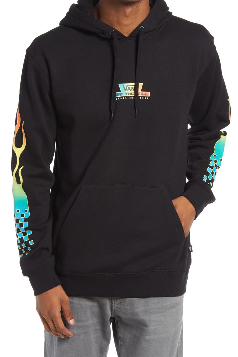 Men's Glow Flame Hoodie, Main, color, BLACK