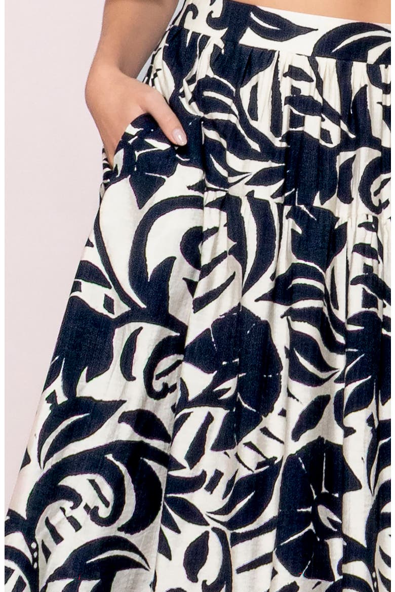 Tiered Midi Skirt, Alternate, color, NAVY/ WHITE