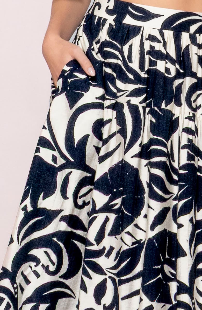 MELLODAY Tiered Midi Skirt, Alternate, color, Navy/ White