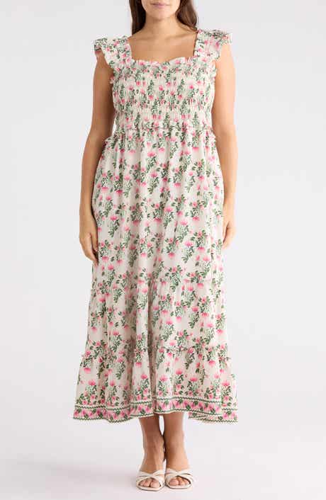 MAX STUDIO Floral Flutter Sleeve Maxi Dress