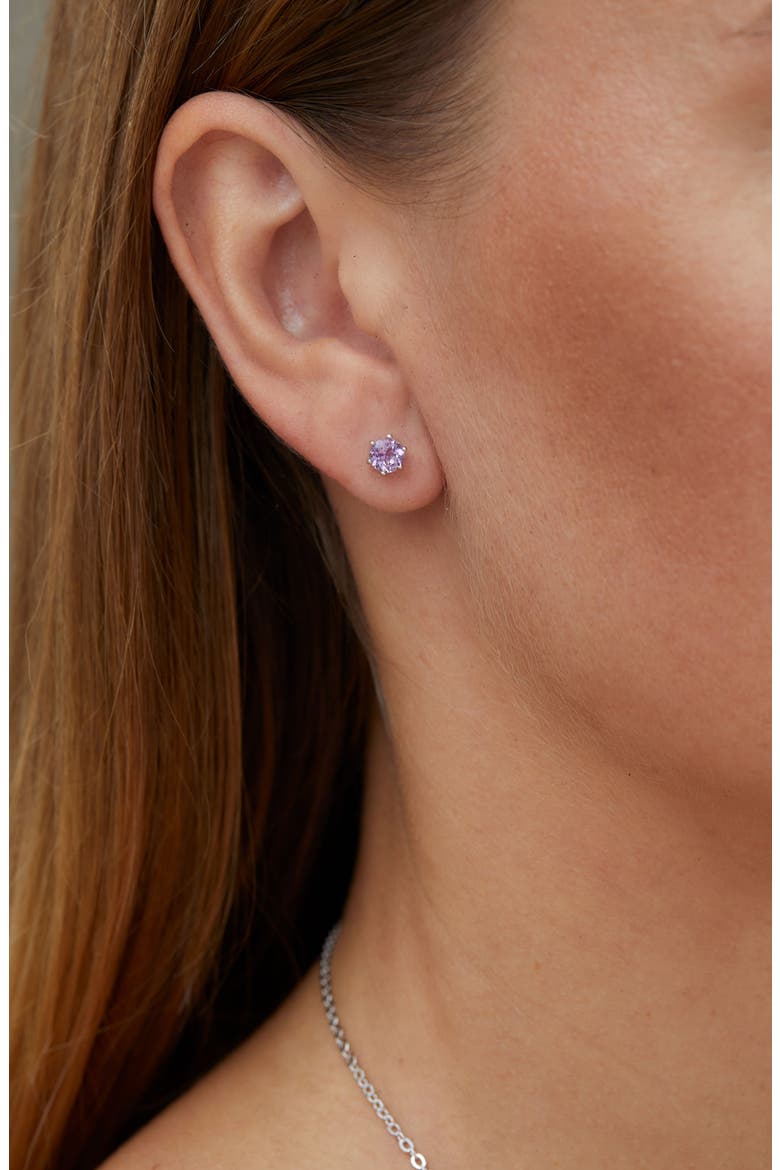 Sterling Silver Amethyst Stud Earrings - Set of 2, Alternate, color, PURPLE