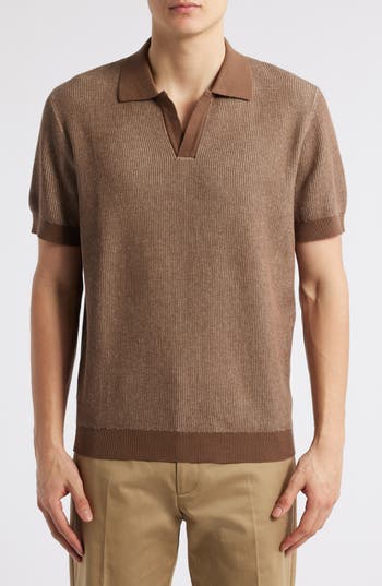 Percival Tivoli Cotton Polo Sweater In Brown