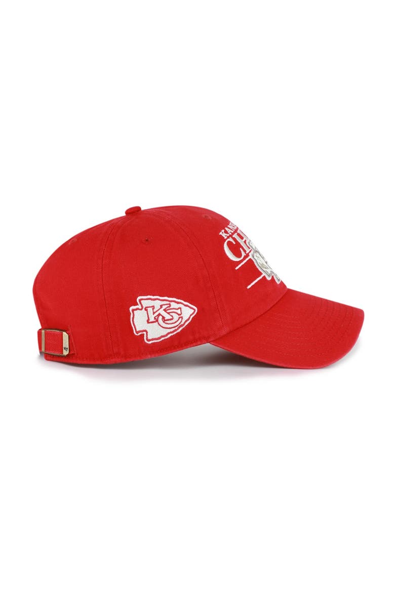 Men's '47 Red Kansas City Chiefs Throwback Graphic Clean Up Adjustable Hat, Alternate, color, Red