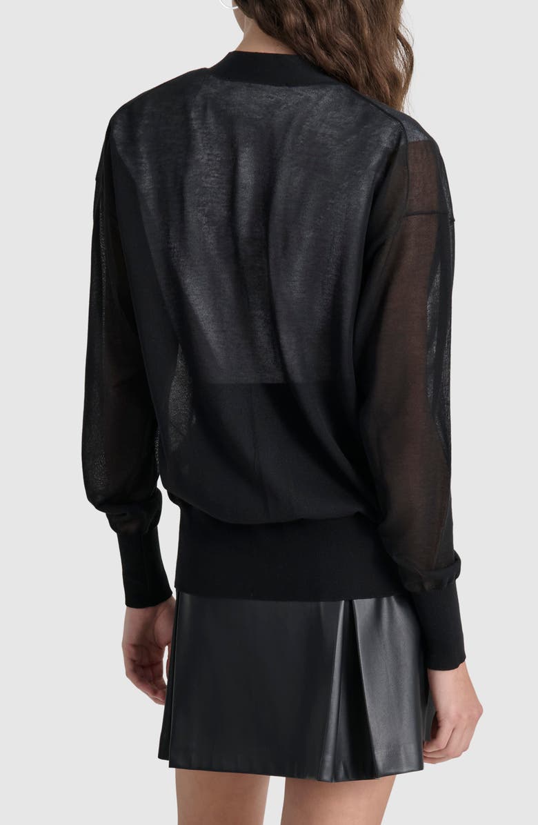 DKNY Relaxed Fit Sheer Cotton Blend Cardigan, Alternate, color, 