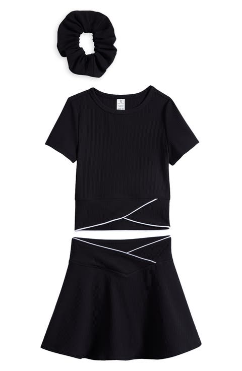 Kids' Ottoman Rib Top, Skirt & Scrunchie Set