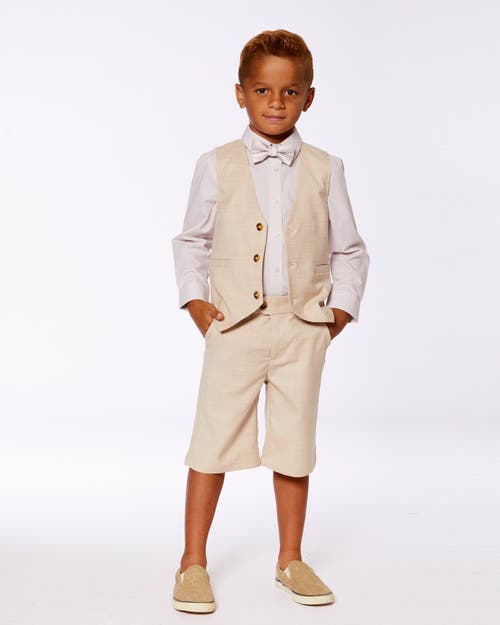DEUX PAR DEUX DEUX PAR DEUX LITTLE BOY'S SLANT POCKET BERMUDA SHORTS LIGHT TAUPE 