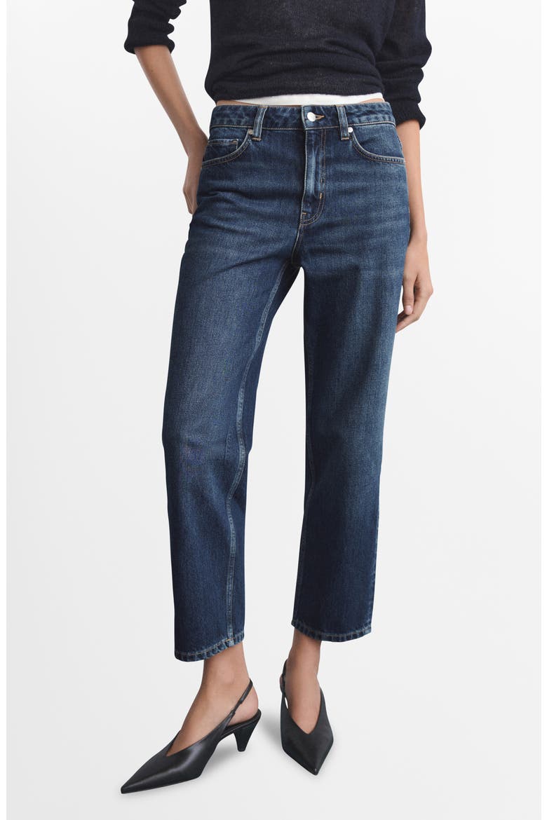Mid Rise Straight Leg Jeans, Main, color, DARK BLUE