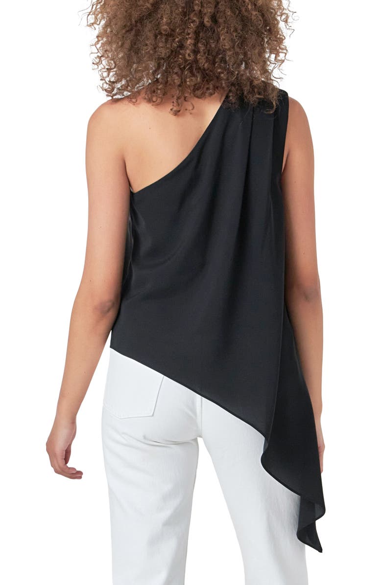 Endless Rose Asymmetric One-Shoulder Top, Alternate, color, Black