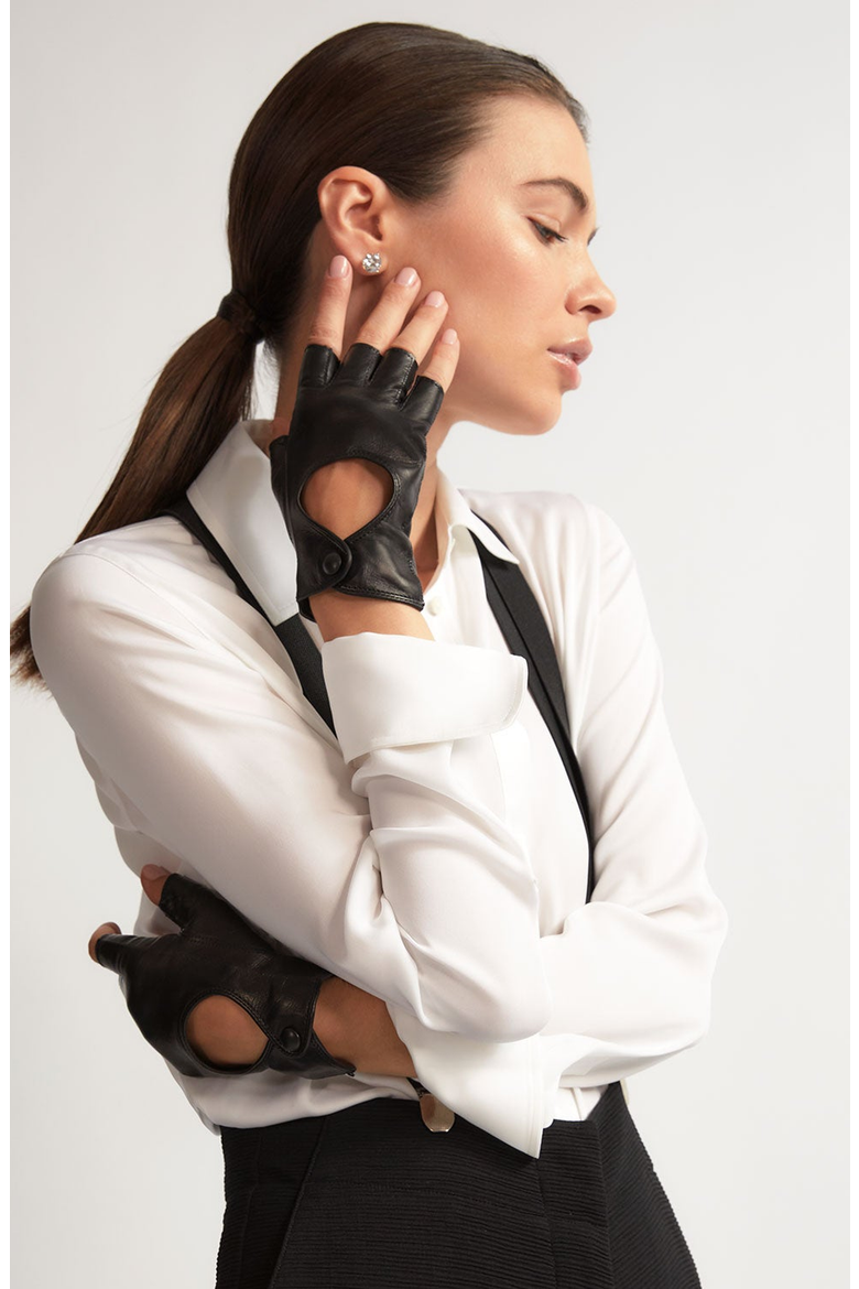 Fingerless Driving Glove, Alternate, color, Black