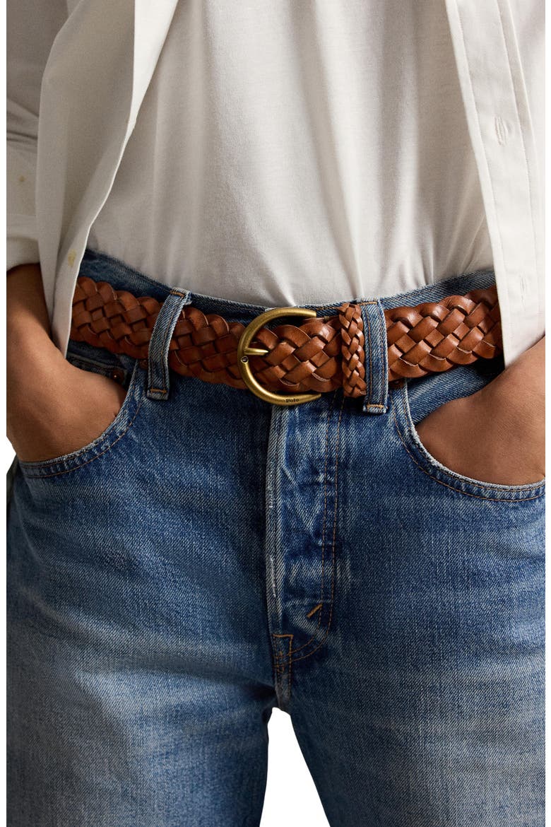 Braided Vachetta Leather Belt, Alternate, color, CUOIO