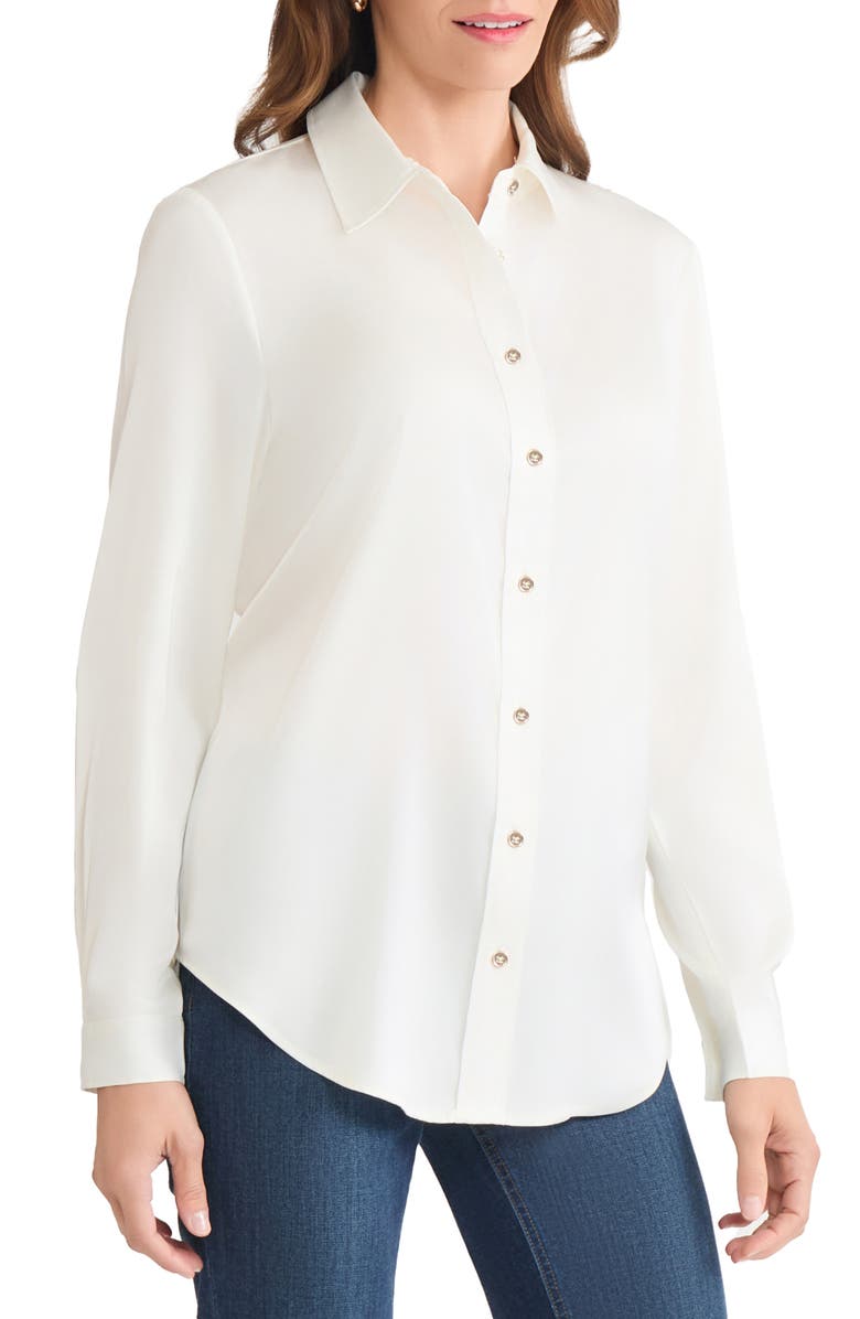 Jones New York Long Sleeve Button-Up Shirt, Alternate, color, Jones White