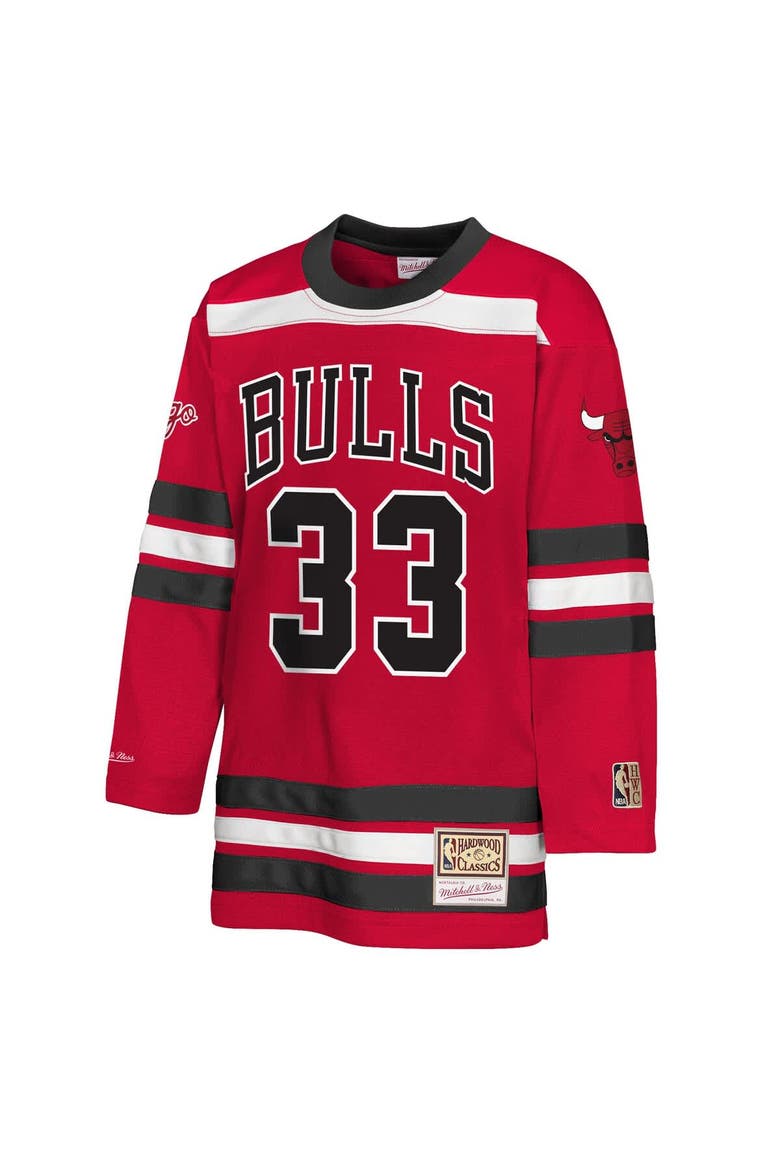Youth Mitchell & Ness Scottie Pippen Red Chicago Bulls Maxxed Out 2.0 Fashion Hockey Jersey, Alternate, color, Red