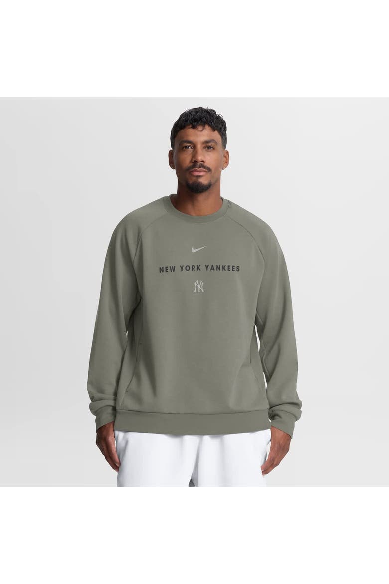Men's Nike Olive New York Yankees Statement Primary Raglan Dri-FIT Sweatshirt, Main, color, Olive