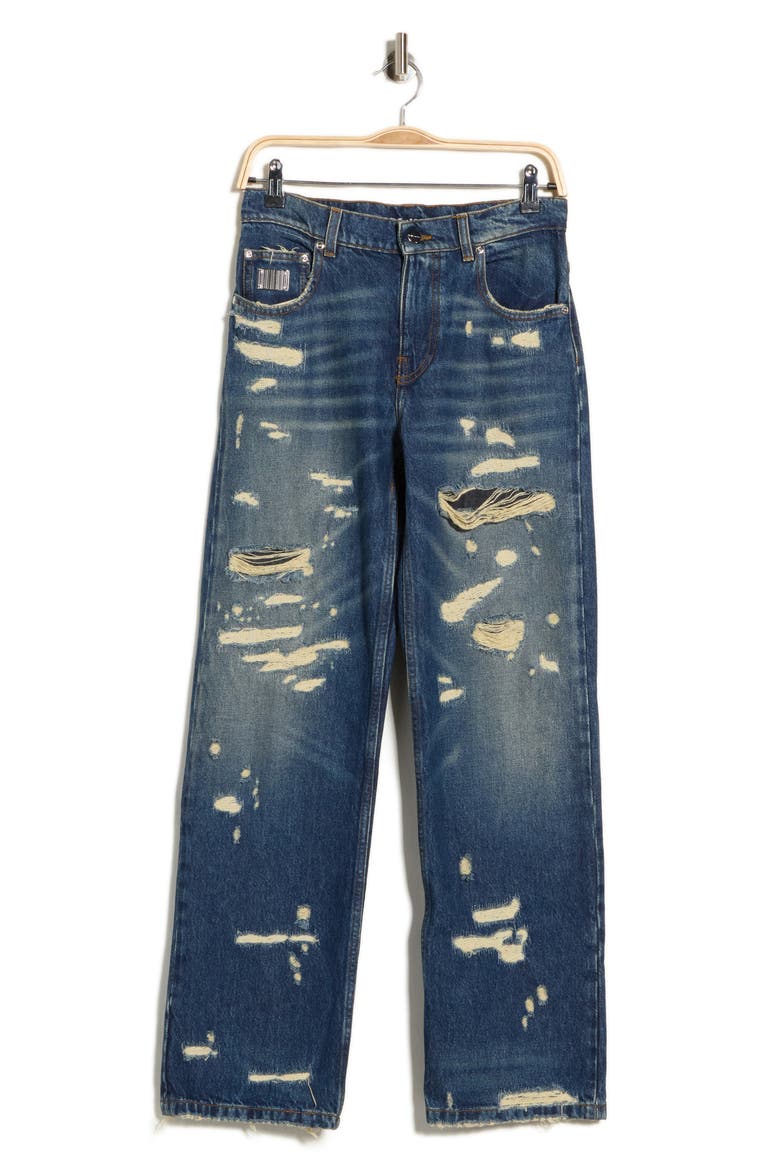 Rip & Repair Straight Leg Jeans, Main, color, PUNK INDIGO