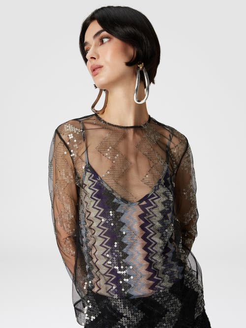 MISSONI MISSONI DOUBLED BLOUSE IN SEQUINED TULLE 