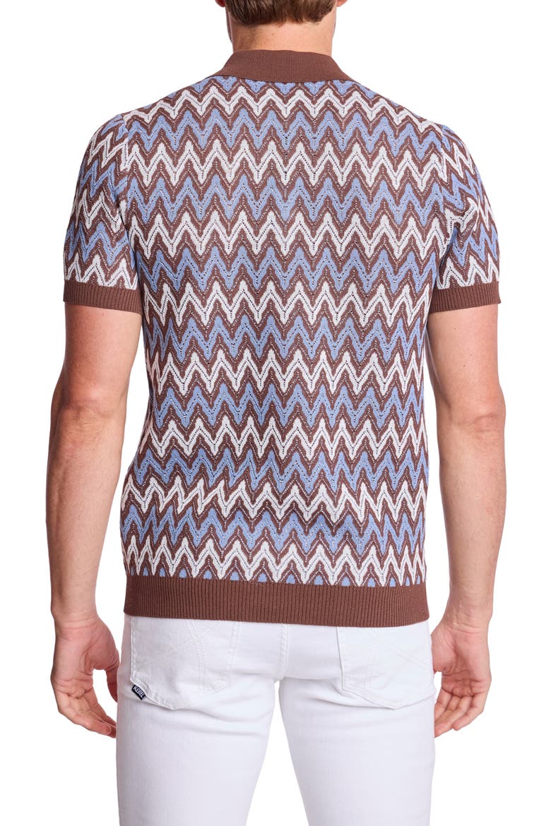 Trim Fit Zigzag Knit Polo, Alternate, color, BLUE TRUFFLE ZIG ZAG