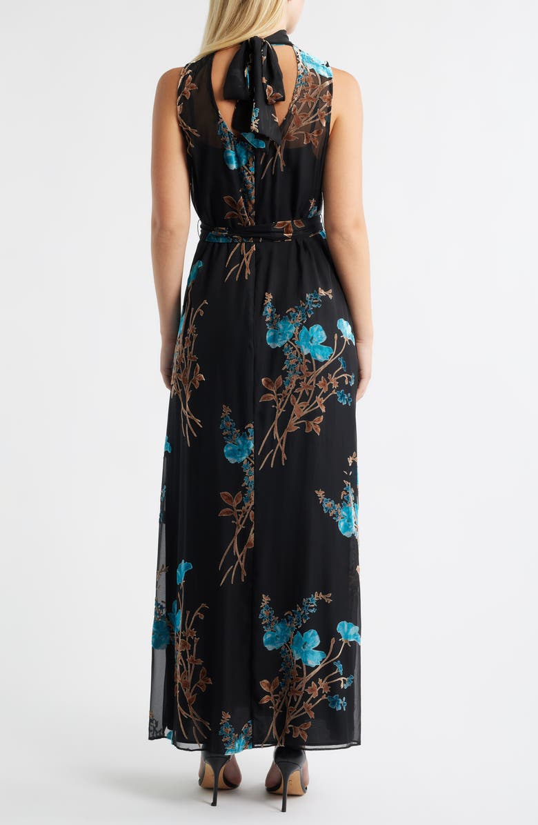 Julia Jordan Floral Burnout Organza Cocktail Dress, Alternate, color, Black Multi