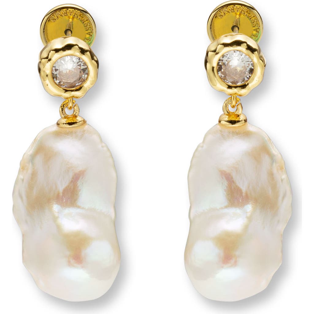 Classicharms Skyler Freshwater Baroque Pearl Drop Earrings In Gold