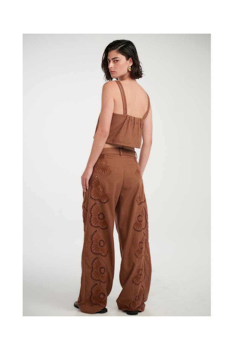Resort Embroidered Crop Top Cover-Up, Alternate, color, Brown