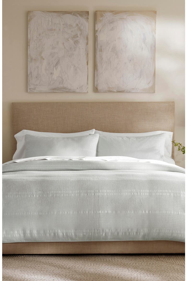 Waffle Weave Organic Cotton Duvet Cover & Sham Set, Alternate, color, SKY